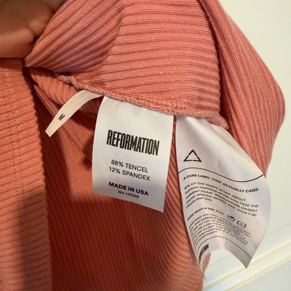 Reformation Pink Ribbed Mini Dress - Picture 4 of 4